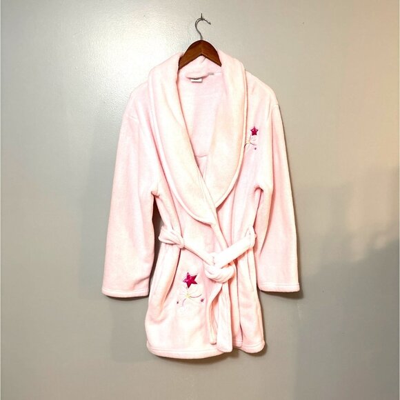 Pink Sonoma Life + Style Intimates Fleece Robe With Star Embroidery & Belted Wai - Picture 1 of 9